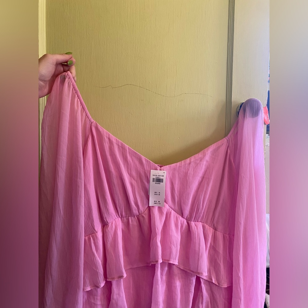 Hot Pink Abercrombie & Fitch Babydoll Ruffle Dress w/ Sweetheart Neckline - Picture 8 of 8